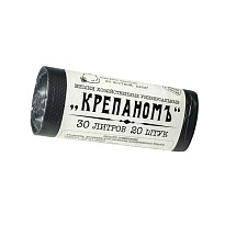 Мешки для мусора 30 л, черные, в рулоне 20 шт., ПНД, 7 мкм, 560х440 мм, Крепаномъ, 4607075710580 в Асбесте