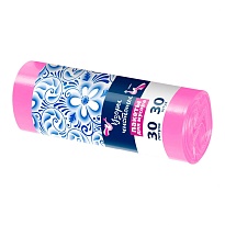 Мешки для мусора 30 л, розовые, в рулоне 30 шт., ПНД, 8 мкм, 560х480 мм, Узоры Чистоты, МУ3605 (ММЭ-30роз) в Асбесте