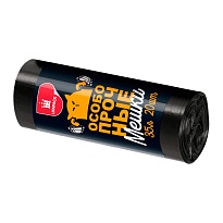 Мешки для мусора 35 л, черные, в рулоне 20 шт., ПНД, 12 мкм, 600х500 мм, Особопрочные, МП7788 в Асбесте