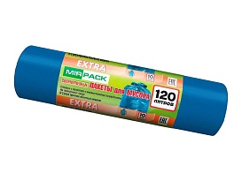 Мешки для мусора 120 л, синие, в рулоне 10 шт., ПНД, 14 мкм, 1100х700 мм, EXTRA, ex1201802 в Асбесте Мешки для мусора 120 л, синие, в рулоне 10 шт., ПНД, 14 мкм, 1100х700 мм, EXTRA, ex1201802 в Асбесте