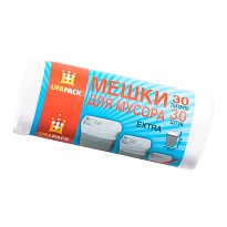 Мешки для мусора 30 л, белые, в рулоне 30 шт., ПНД, 5 мкм, 560х480 мм, Эконом, МЭ2585 (МНЭ 30-30б) в Асбесте
