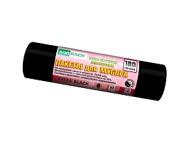 Мешки для мусора 180 л, ароматизированные, черные, в рулоне 10 шт., ПВД, 50 мкм, 1100х930 мм, EXTRA black, 18008301 в Асбесте