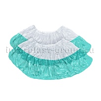 Бахилы бело-бирюзовые 1000 шт (500 пар), 48 мкм, двойная подошва, с одной резинкой, Эконом+ в Асбесте