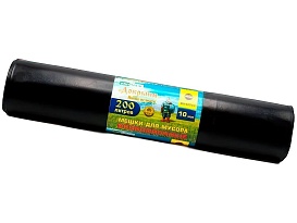 Мешки для мусора 200 л, ароматизированные, черные, в рулоне 10 шт., ПВД, 100 мкм, 1200х800 мм, Добрыня, Dob20010black в Асбесте