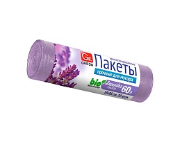 Мешки для мусора 60 л, ароматизированные, Лаванда, сиреневые, в рулоне 20 шт., ПНД, 9 мкм, 650х550 мм, GRIFON Aroma, 101-023 La в Асбесте