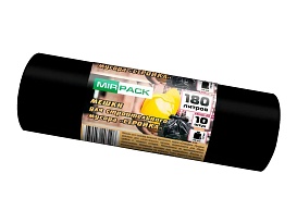 Мешки для мусора 180 л, ароматизированные, черные, в рулоне 10 шт., ПВД, 70 мкм, 1100х930 мм, СТРОЙКА, S18010110 в Асбесте