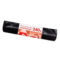 Мешки для мусора 240 л, черные, в рулоне 10 шт., ПВД 100 мкм, 1350х900 мм, Концепция Быта, 603887 в Асбесте
