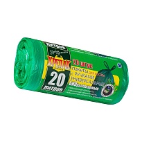 Мешки для мусора 20 л, биоразлагаемые, с ручками, черные, в рулоне 30 шт., ПНД, 10 мкм, 550х440 мм, Крепак, 4607075710047 в Асбесте