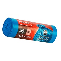 Мешки для мусора 160 л, синие, в рулоне 10 шт., ПВД, 21 мкм, 1200х870 мм, PACLAN Big&Strong, 604075 в Асбесте