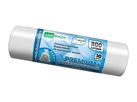 Мешки для мусора 300 л, белые, в рулоне 10 шт., ПВД 70 мкм, 1400х1000 мм, PREMIUM+, 300101602 в Асбесте