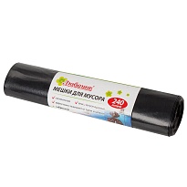 Мешки для мусора 240 л, черные, в рулоне 5 шт., ПВД 30 мкм, 1300х900 мм, Любаша, 605338 в Асбесте