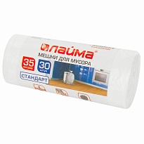 Мешки для мусора 35 л, белые, в рулоне 30 шт., ПНД, 6 мкм, 550х480 мм, LAIMA, 605538 в Асбесте