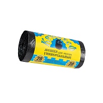 Мешки для мусора 20 л, с ушками, черные, в рулоне 30 шт., ПНД, 10 мкм, 550х440 мм, Крепакоф, 4607075710221 в Асбесте