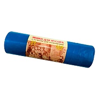 Мешки для мусора 100 л, с завязками, синие, в рулоне 10 шт., ПВД, 40 мкм, 840х670 мм, Концепция Быта Vitalux, 604933 в Асбесте