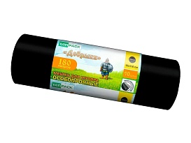 Мешки для мусора 180 л, ароматизированные, черные, в рулоне 10 шт., ПВД, 100 мкм, 1100х930 мм, Добрыня, Dob18010black в Асбесте