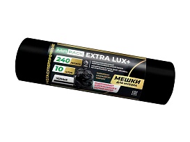 Мешки для мусора 240 л, черные, в рулоне 10 шт., ПВД 60 мкм, 1300х930 мм, EXTRA LUX+, 24010115 в Асбесте